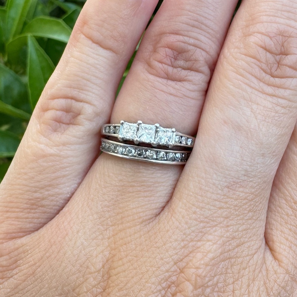 14k white gold wedding ring set